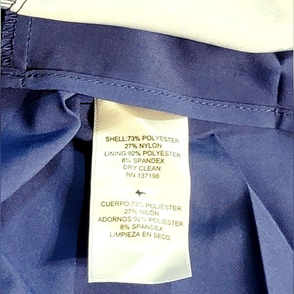 Danielle Bernstein Rhinestone Button Fit Flare Satin Mini Dress Navy Dots NWT - Picture 7 of 9